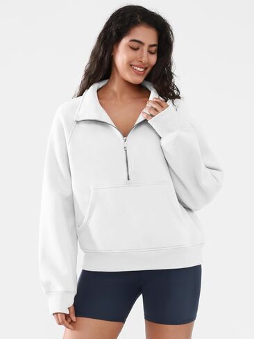 ATHMILE Womens Sweatshirts Half Zip Cropped Pullover Fleece Quarter Zipper Hoodies 2025 Fall Fashion Outfits Clothes in Saudi Arabia