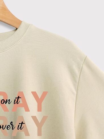 Christian Sweatshirt Women Pray On it Over it Through it Crew Neck Religious Faith Pullover Inspirational Tops in Saudi Arabia