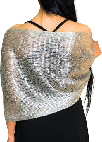 Metallic Shawls & Wraps for Evening Dress – Glittering Women's Scarves Perfect for Party & Wedding in Saudi Arabia