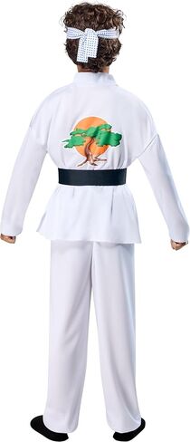 مجموعة أزياء Rubies Boys Boys Miyage-do Dojo Karate Kid Gi مع بنطال كاراتيه أبيض وسترة وعصابة رأس وحزام in Saudi Arabia