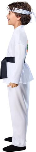 مجموعة أزياء Rubies Boys Boys Miyage-do Dojo Karate Kid Gi مع بنطال كاراتيه أبيض وسترة وعصابة رأس وحزام in Saudi Arabia