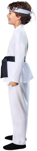 مجموعة أزياء Rubies Boys Boys Miyage-do Dojo Karate Kid Gi مع بنطال كاراتيه أبيض وسترة وعصابة رأس وحزام in Saudi Arabia