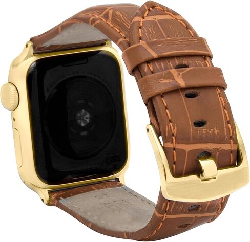 Bandini Mens Leather Band for Apple Watch Band Series 11 10, 9 8, 7, 6, 5, 4, 3, 2, 1, SE, Ultra 1/2 & iWatch - Alligator Pattern - Many Colors - 46mm 45mm 44mm 42mm 41mm, 40mm 49mm in Saudi Arabia
