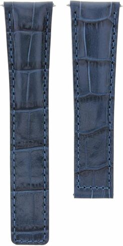 Ewatchparts 20mm Genuine Leather Watch Band Strap Compatible With Tag Heuer Deployment Clasp Blue in Saudi Arabia