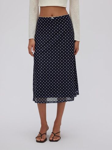 CIDER Womens Polka Dot Skirts Mesh High Waist Boho Flowy Long Midi Skirts in Saudi Arabia