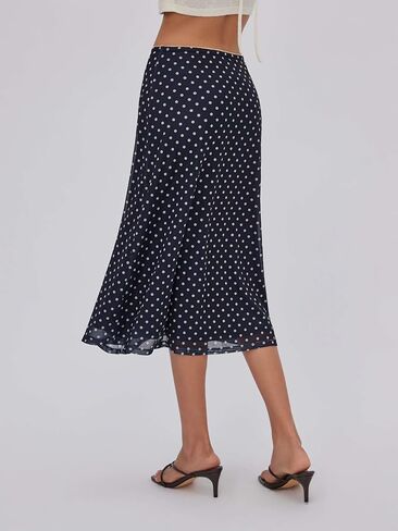 CIDER Womens Polka Dot Skirts Mesh High Waist Boho Flowy Long Midi Skirts in Saudi Arabia