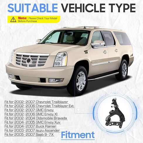أذرع التحكم الأمامية السفلية مع مجموعة تعليق تجميع المفاصل الكروية لـ 02-07 Chevy Trailblazer/GMC Envoy، 02-04 Bravada، 04-07 Buick Rainier، 03-07 Isuzu Ascender، 05-07 Saab 9-7X (قطعتان) in Saudi Arabia