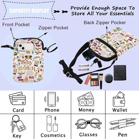 ENSIANTH Sisters Movie Messenger Bag Golden Sisters Gift Golden Dorothy Sophia Blanche Rose Fans Crossbody Bag with Zipper (Stay CB) in Saudi Arabia