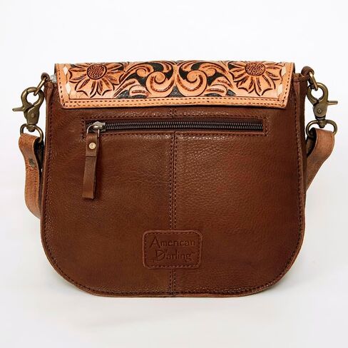 American Darling Messenger Hand Tooled Hair On Genuine Leather Western Women Bag Handbag Purse | Cute in Saudi Arabia