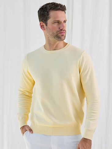 Pure BCI Cotton Lightweight Sweater for Men Crewneck T-Shirts Casual Long Sleeve Knit Pullover Fall Spring in Kuwait