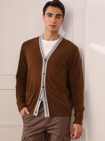 سترة صوف ميرينو 100% فائقة النعومة للرجال بأزرار وفتحة متباينة وجيبين كاجوال وأكمام طويلة in Kuwait