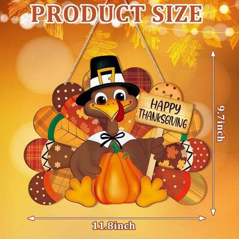 Thanksgiving Decoration Wooden Turkey Pumpkin Door Wreath for Front Door Sign Wall Signs, Thankful Blessed Grateful Pumpkin Sign Hanging for Fall Autumn Harvest Home Halloween Decoration in Saudi Arabia