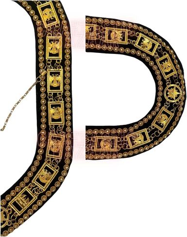 Masonic Gold Embroidered Chain Collar with Gloves Freemason Regalia for Lodge Ceremonies in Saudi Arabia