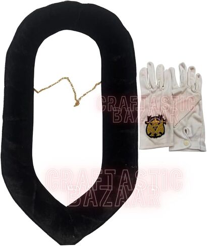 Masonic Gold Embroidered Chain Collar with Gloves Freemason Regalia for Lodge Ceremonies in Saudi Arabia