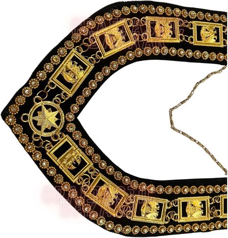 Masonic Gold Embroidered Chain Collar with Gloves Freemason Regalia for Lodge Ceremonies in Saudi Arabia