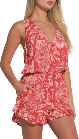 ELAN Women's V-Neck Sleeveless Romper in Saudi Arabia