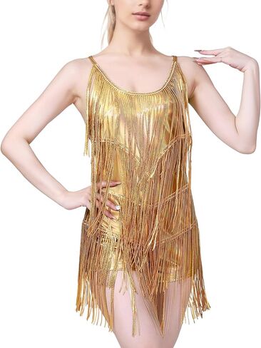 Sequin Tassel Fringe Romper for Women Sparkly Metallic Jumpsuit Backless Short Dress Rave Disco Birthday Dance Outfit in Saudi Arabia