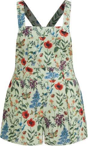 CIDER Rompers For Women Floral Corduroy Romper Curve Plus Size Square Neck Button Short Casual Romper in Saudi Arabia