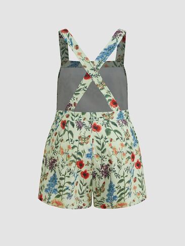 CIDER Rompers For Women Floral Corduroy Romper Curve Plus Size Square Neck Button Short Casual Romper in Saudi Arabia