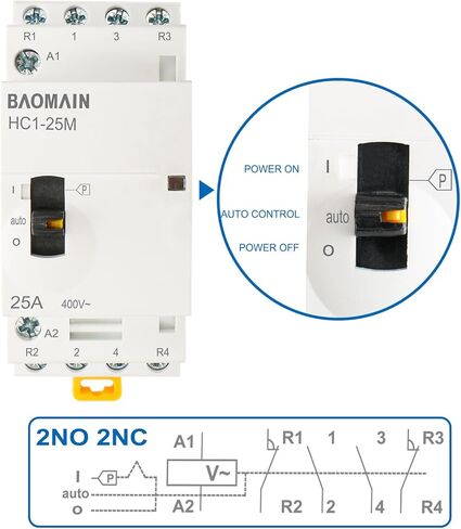 Baomain AC Contactor 32A 4 Pole 2NO 2NC Universal Circuit Control 35mm DIN Rail Mount CE Listed BCT-32/22 (AC 110V) in Saudi Arabia