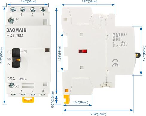 Baomain AC Contactor 32A 4 Pole 2NO 2NC Universal Circuit Control 35mm DIN Rail Mount CE Listed BCT-32/22 (AC 110V) in Saudi Arabia