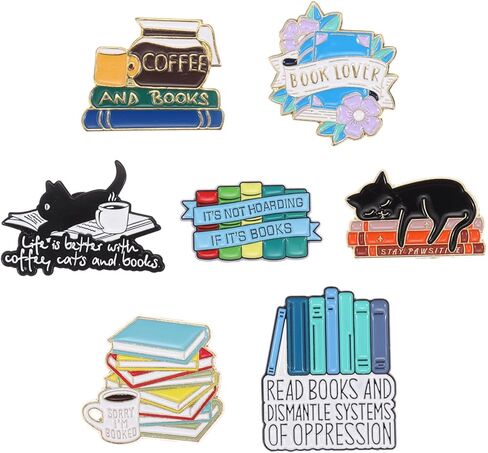 دبابيس كتاب القراءة الإبداعية السائبة مع حقيبة التخزين، لطيف ديكور كتب بروش دبابيس المينا لحقيبة الظهر قبعة الملابس عيد الميلاد هدايا الكتب لمحبي الكتب النساء الأطفال المعلم طالب أمين المكتبة in Kuwait