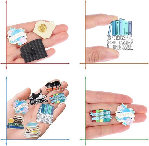 دبابيس كتاب القراءة الإبداعية السائبة مع حقيبة التخزين، لطيف ديكور كتب بروش دبابيس المينا لحقيبة الظهر قبعة الملابس عيد الميلاد هدايا الكتب لمحبي الكتب النساء الأطفال المعلم طالب أمين المكتبة in Kuwait