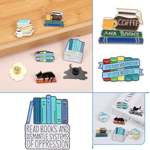 دبابيس كتاب القراءة الإبداعية السائبة مع حقيبة التخزين، لطيف ديكور كتب بروش دبابيس المينا لحقيبة الظهر قبعة الملابس عيد الميلاد هدايا الكتب لمحبي الكتب النساء الأطفال المعلم طالب أمين المكتبة in Kuwait