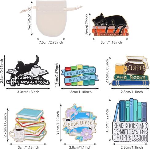 دبابيس كتاب القراءة الإبداعية السائبة مع حقيبة التخزين، لطيف ديكور كتب بروش دبابيس المينا لحقيبة الظهر قبعة الملابس عيد الميلاد هدايا الكتب لمحبي الكتب النساء الأطفال المعلم طالب أمين المكتبة in Kuwait