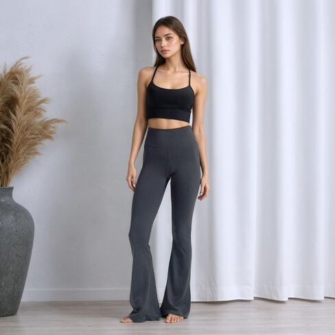 High Waisted Flare Leggings for Women - Bootcut Yoga Pants with Tummy Control, Perfect for Casual Workouts in Saudi Arabia