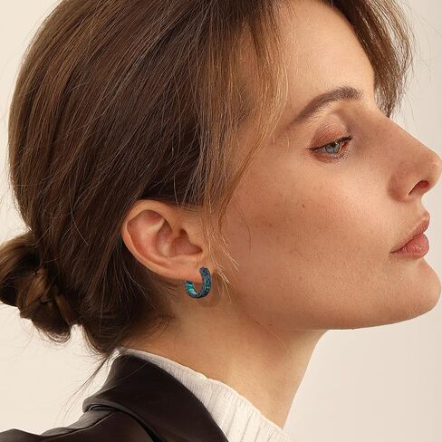 Viking Earrings for Men Women Sterling Silver Black Blue Celtic Hoop Earring Sturdy Norse Mythology Hypoallergenic Jewelry Gifts in Saudi Arabia