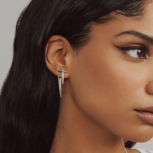 HZMAN Cross Star Earring for Men Women Stainless Steel Hip Hop Piercing Ear Spike Stud Earring Party Jewelry Gift in Saudi Arabia