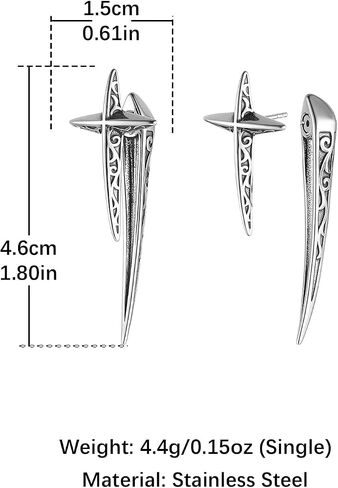 HZMAN Cross Star Earring for Men Women Stainless Steel Hip Hop Piercing Ear Spike Stud Earring Party Jewelry Gift in Saudi Arabia