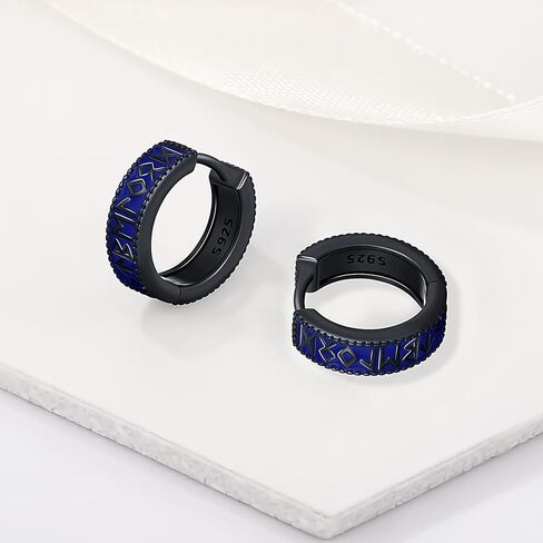 أقراط الفايكنج للرجال والنساء من الفضة الإسترليني الأسود والأزرق سلتيك هوب القرط قوي نورس الأساطير هدايا مجوهرات هيبوالرجينيك in Kuwait