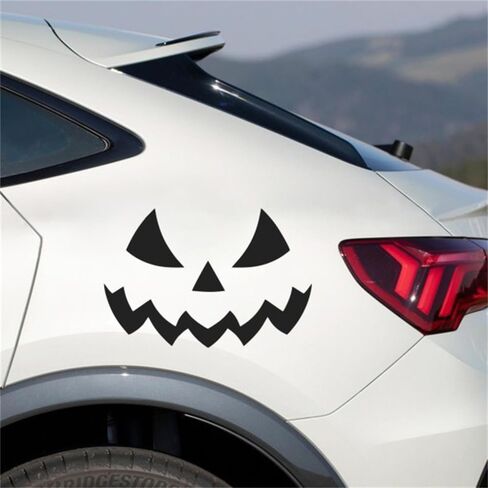 Halloween Pumpkin Car Decal Decorative Jack-O-Lantern Face Sticker for Vehicle Auto, Halloween Decoration Sticker Decals for Cars, Trucks, Windows.… (Black, L#) in Saudi Arabia