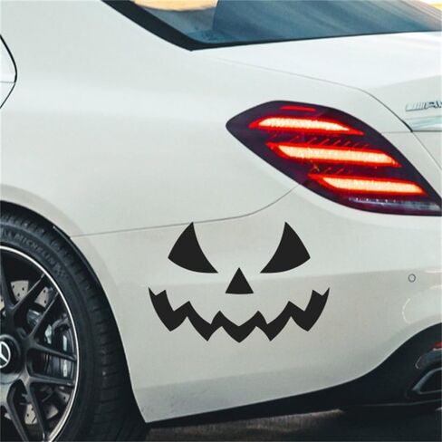 Halloween Pumpkin Car Decal Decorative Jack-O-Lantern Face Sticker for Vehicle Auto, Halloween Decoration Sticker Decals for Cars, Trucks, Windows.… (Black, L#) in Saudi Arabia