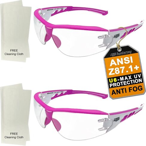 HTS HUNTERSKY Super Flexible Lightweight Anti Fog Wrap-Around U6 Clear Shooting Safety Glasses with ANSI Z87.1 Scratch Resist in Saudi Arabia