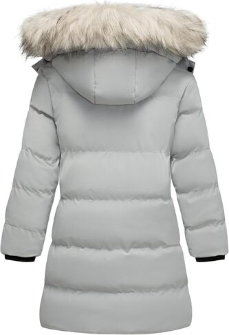 KVE Girl's Winter Thicken Puffer Long Coat Warm Jacket with Fur Removable Hood in Saudi Arabia