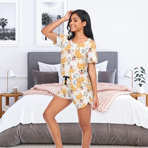 Laprad Women's Pajama Set Soft Short Sleeve 2 Piece Lounge Sleepwear Pjs Sets with Pockets in Saudi Arabia