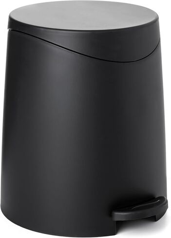 Superio Mini Bathroom Trash Can with Lid 3 Liter, Plastic Waste Bin 0.75 Gallon, Modern Flat Lid Step On Trash Can with Foot Pedal, for Bathroom, Bedroom, Office, Under Desk, Soft Close (2, Black) in Saudi Arabia