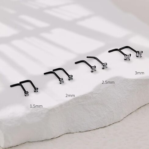 8 قطع 20 جرام مضادة للحساسية 316L من الصلب الجراحي ترصيع الأنف للنساء والرجال على شكل حرف L حلقات الأنف ثقب المجوهرات 1.5 مم 2 مم 2.5 مم 3 مم تشيكوسلوفاكيا ترصيع الأنف للثقب الأولي in Kuwait