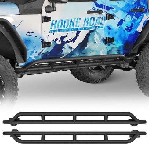 Hooke Road Wrangler JK Rock Slider Nerf Bars Running Boards for 2007-2018 Jeep Wrangler JK Unlimited 4 Door (Pair) in Saudi Arabia