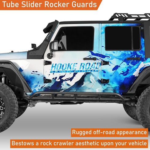 Hooke Road Wrangler JK Rock Slider Nerf Bars Running Boards for 2007-2018 Jeep Wrangler JK Unlimited 4 Door (Pair) in Saudi Arabia