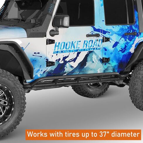 Hooke Road Wrangler JK Rock Slider Nerf Bars Running Boards for 2007-2018 Jeep Wrangler JK Unlimited 4 Door (Pair) in Saudi Arabia