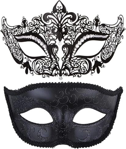 Couple Masquerade Mask for Women Men Venetian Mask Metal Shiny Halloween Mask for Costume Party in Saudi Arabia