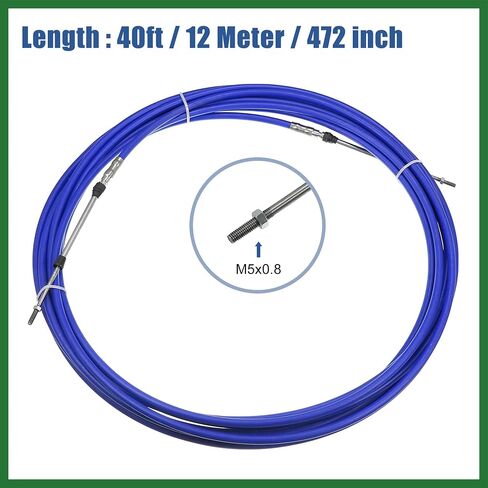 Motoforti 2pcs 40ft 12 Meter 472 Inch Marine Type 3300 / 33C Throttle Shift Remote Control Box Cable for Yamaha Outboard Engine Boat Motor Steering System Blue Long-lasting in Saudi Arabia