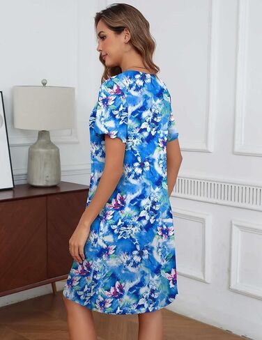 Womens' Zip Up Robe Short Sleeve Bathrobes Summer Sleepwear Soft Housecoat with Pockets S-3XL in Saudi Arabia