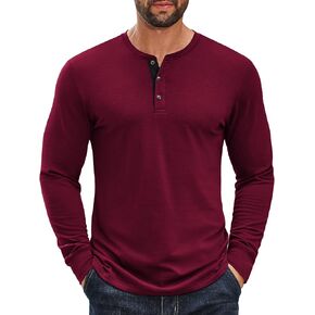 COOFANDY Men's Long Sleeve Henley Shirts Cotton T-Shirts Casual Pullover Shirt Soft Stretch Basic Tees Fall Tops in Kuwait