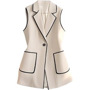 GORGLITTER Women's Sleeveless Blazer Vest Trendy Button Collared Business Casual Fall Lightweight Blazers Suit Jacket in Kuwait