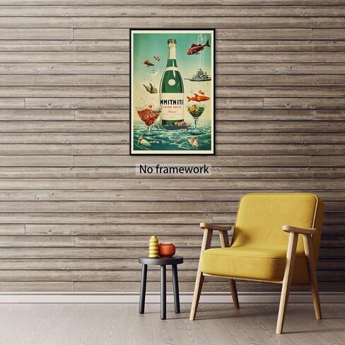 Vintage Champagne wall art Vintage Poster Drink Picture Canvas Print For kitchen club bar cart Decor 8x12inch Unframed in Saudi Arabia
